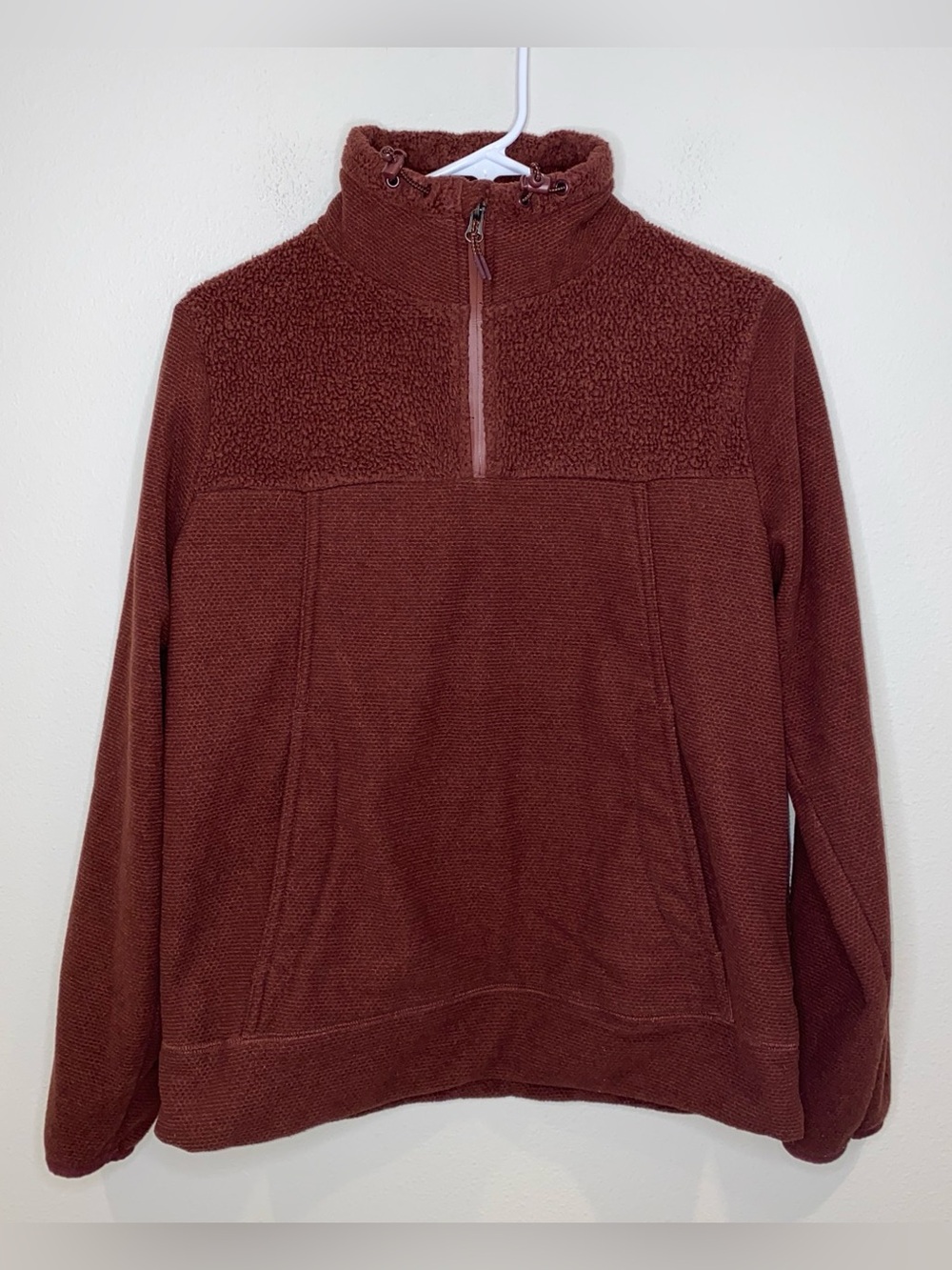Billabong Adventure Division 1/4 Zip Fleece Woman’s M Maroon Pockets Beach‎